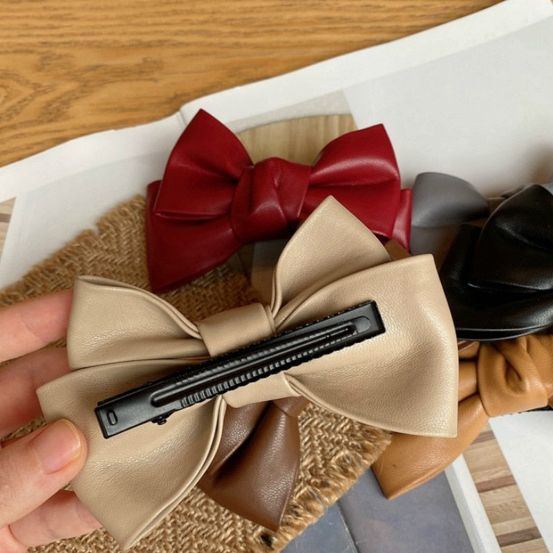 Leather Bow Hairpin