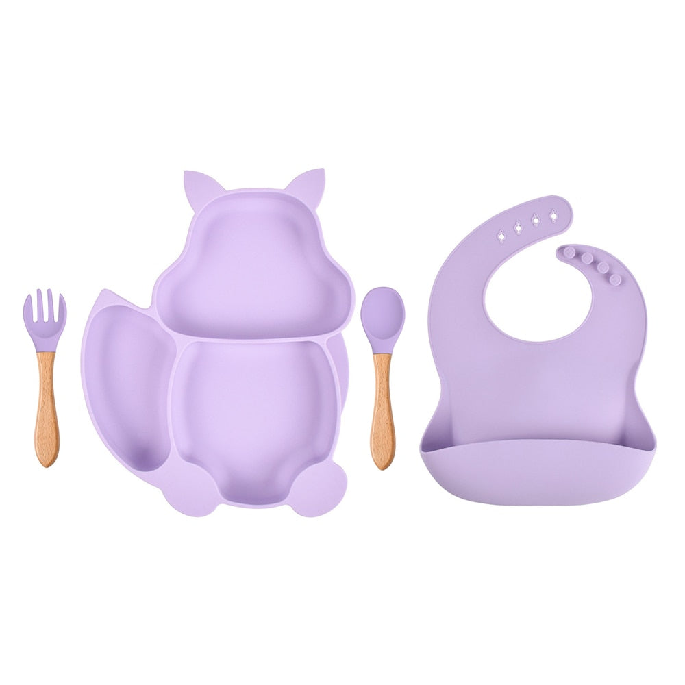 Baby Soft Silicone Bowl /Plate/Cup /Bibs /Spoon/ Fork Sets