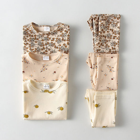 Children Neutral Color Pajamas Set