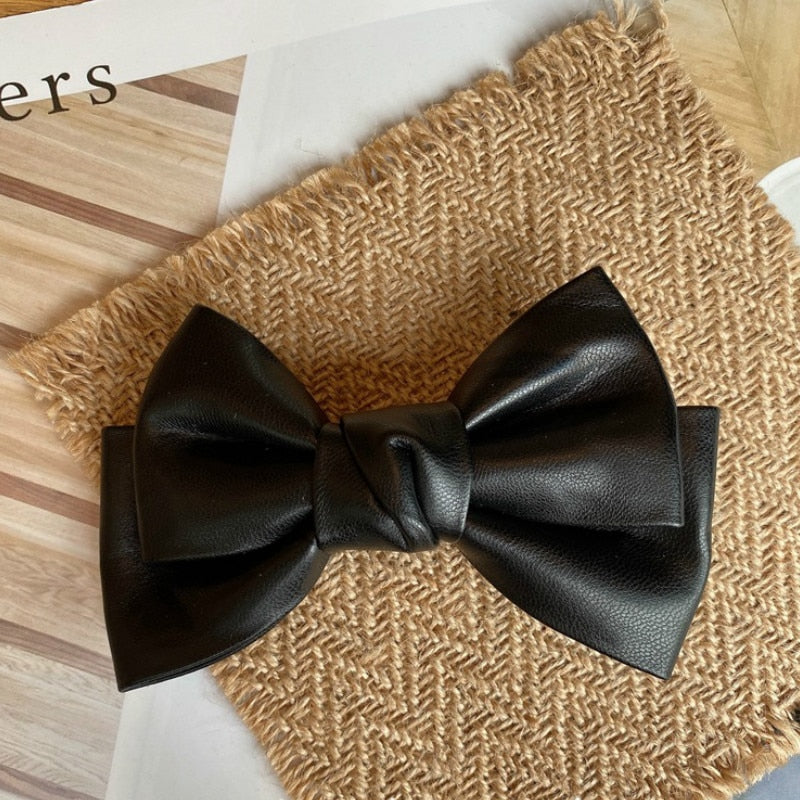 Leather Bow Hairpin