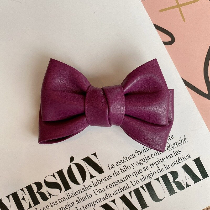 Leather Bow Hairpin