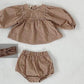 Puff Sleeve Linen 2 Pcs Romper Set