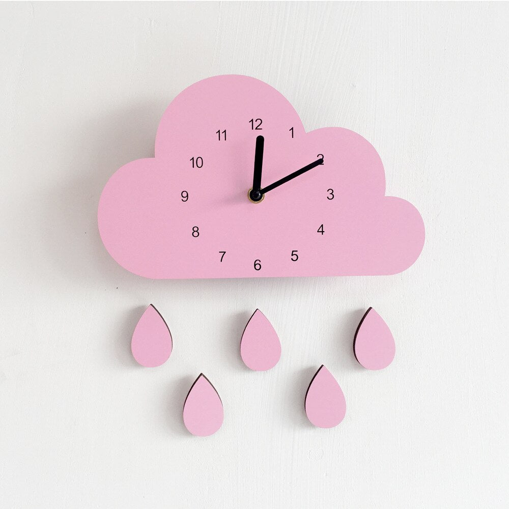 Nordic Style Nursery Clock Wooden Cloud Clock