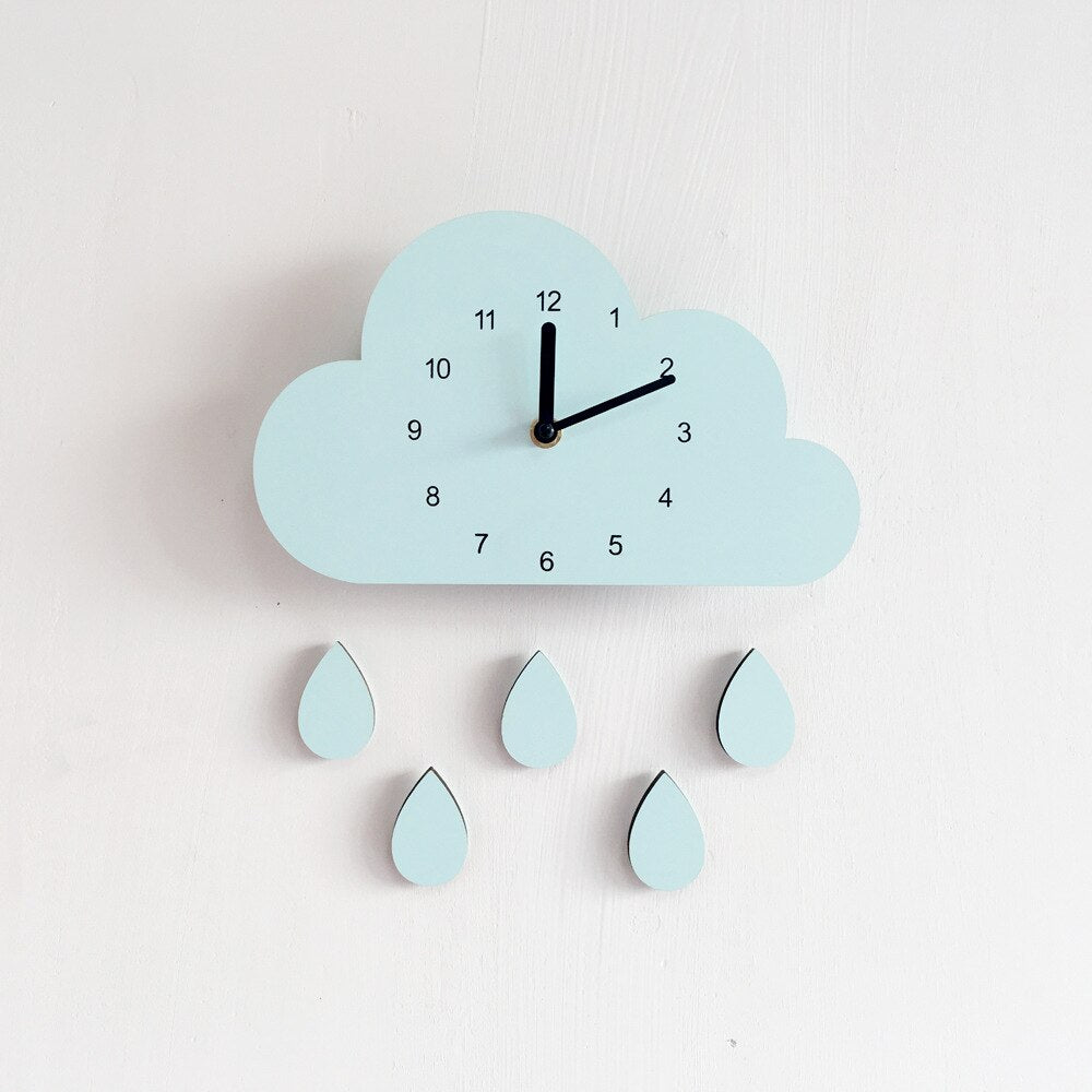 Nordic Style Nursery Clock Wooden Cloud Clock