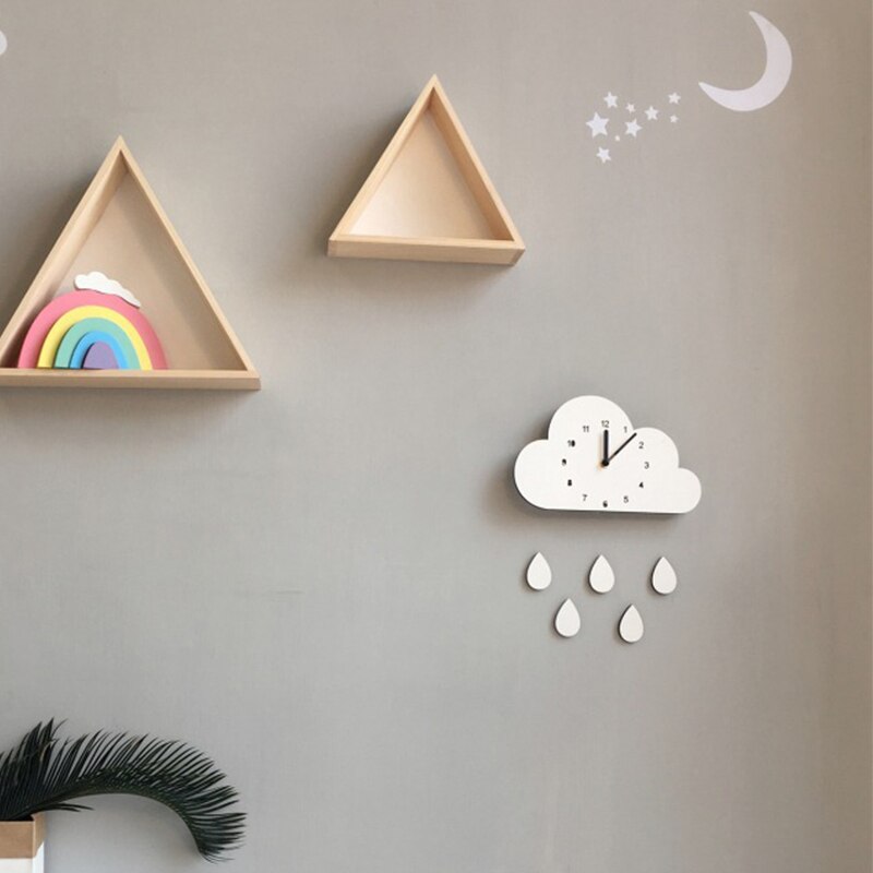 Nordic Style Nursery Clock Wooden Cloud Clock