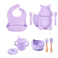 Baby Soft Silicone Bowl /Plate/Cup /Bibs /Spoon/ Fork Sets