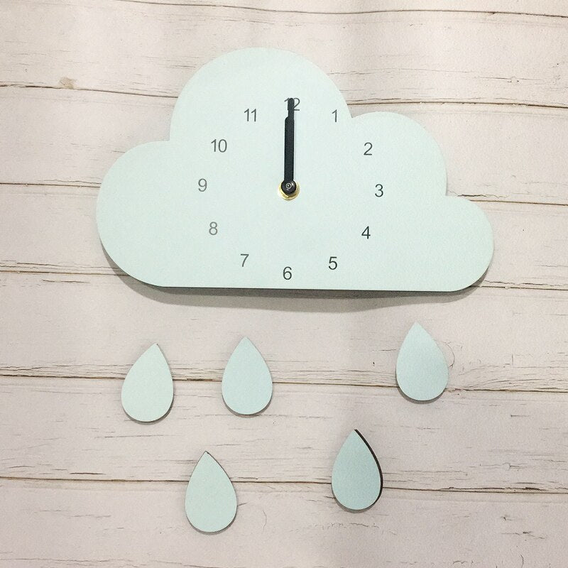 Nordic Style Nursery Clock Wooden Cloud Clock