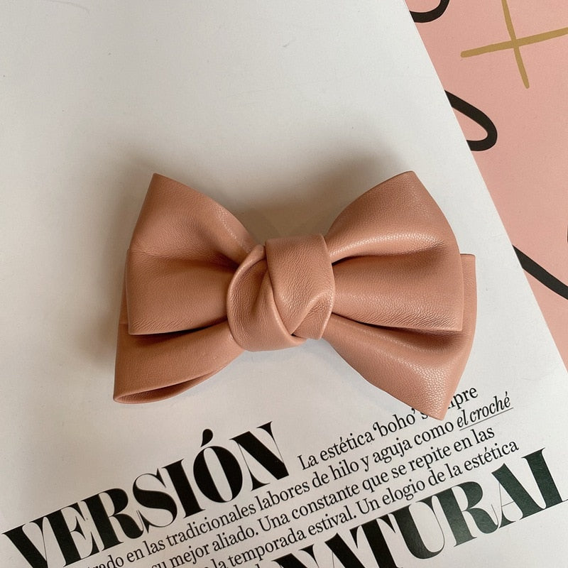 Leather Bow Hairpin