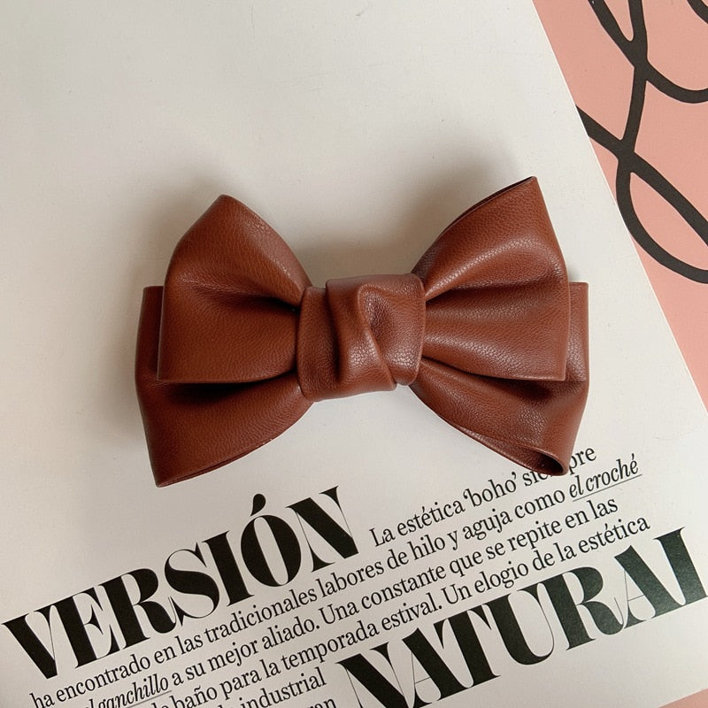 Leather Bow Hairpin