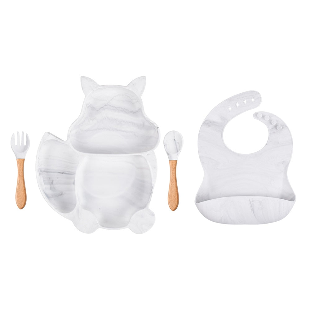 Baby Soft Silicone Bowl /Plate/Cup /Bibs /Spoon/ Fork Sets