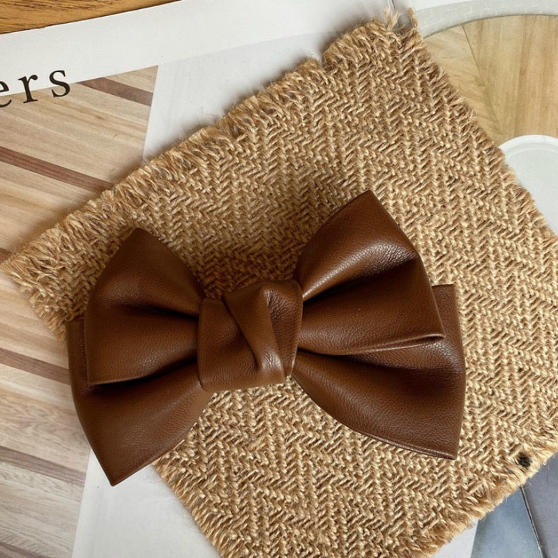 Leather Bow Hairpin