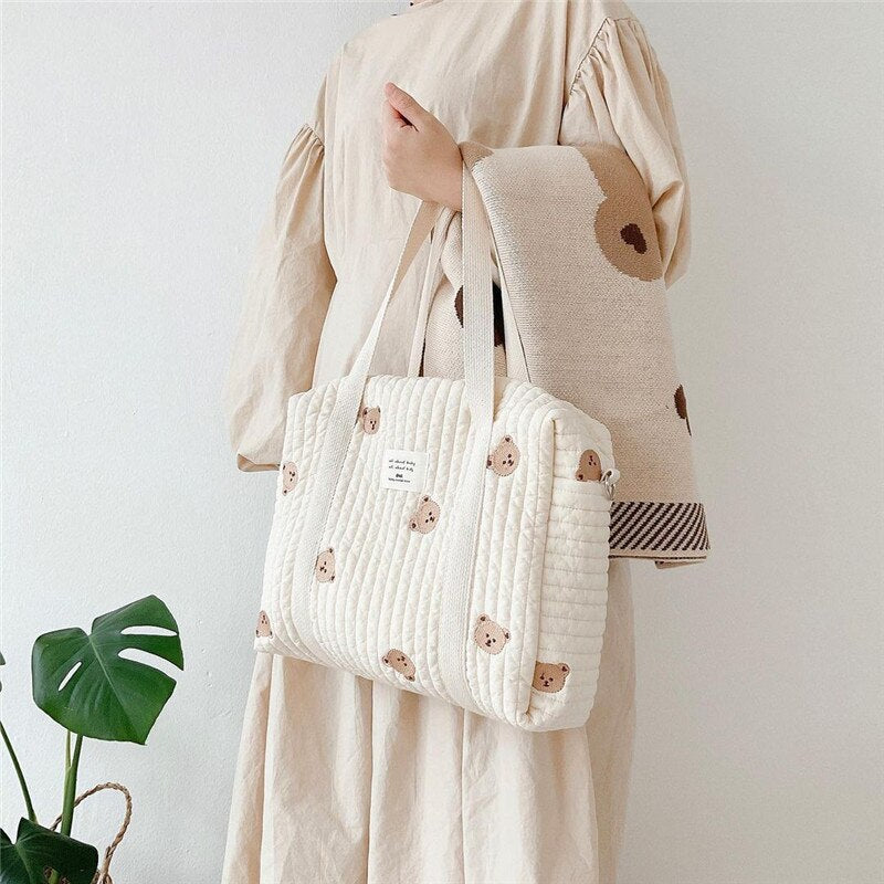 Zipper Embroidered Mommy Bag