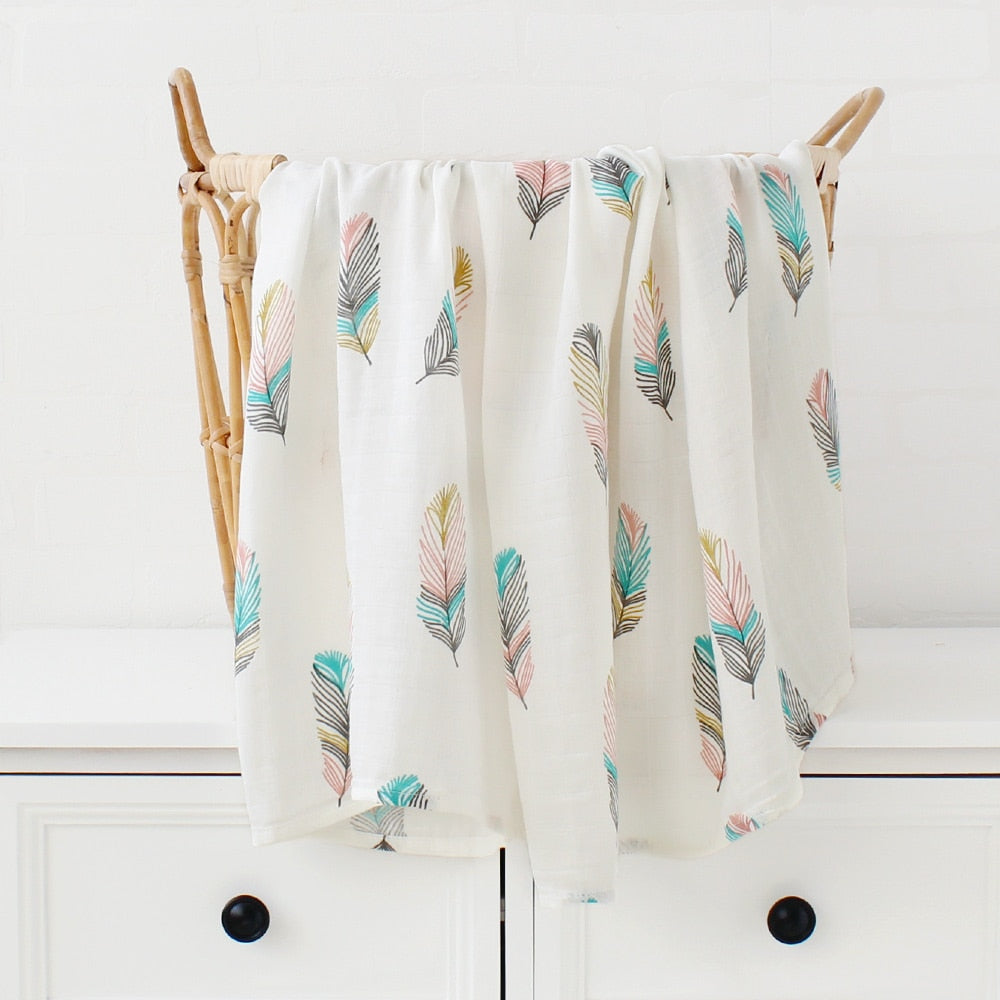 Printed Organic Bamboo Cotton Muslin Swaddle