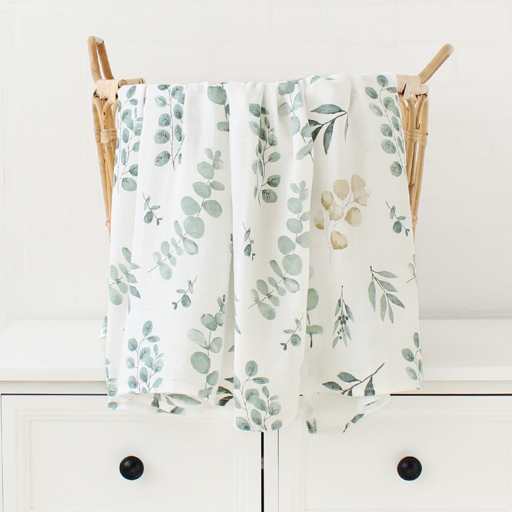 Printed Organic Bamboo Cotton Muslin Swaddle