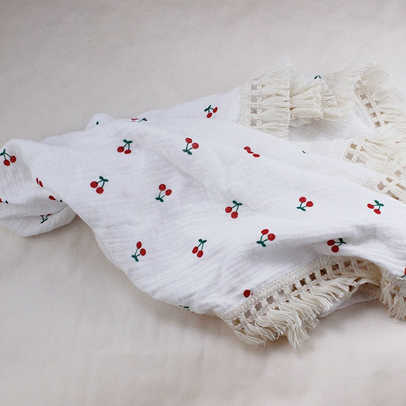 Tassel Cotton Muslin Swaddle Blankets