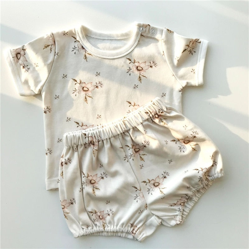 Baby Printed 2Pcs T-shirt/Shorts Set