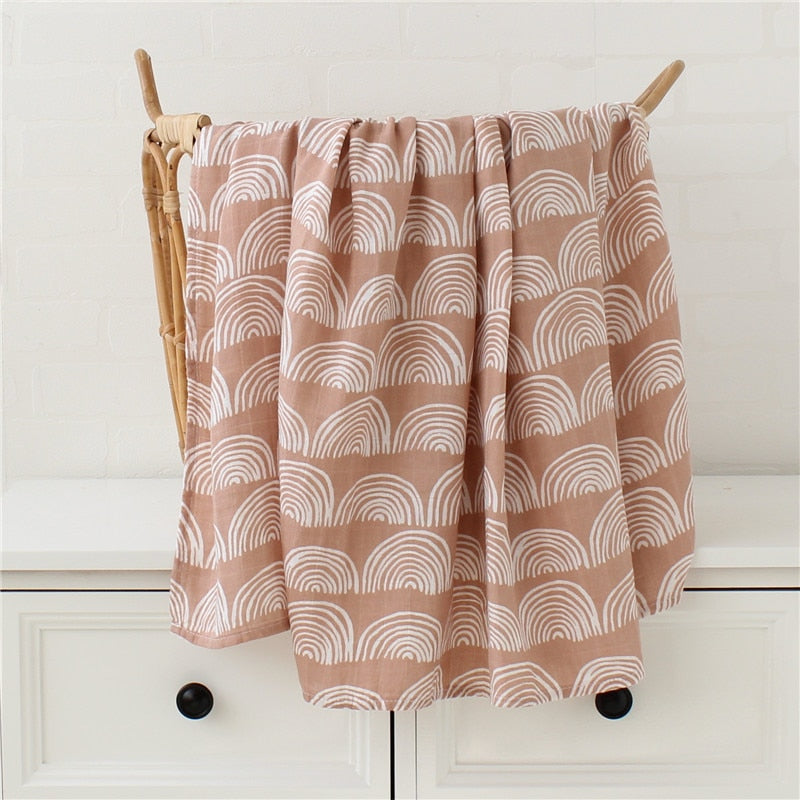 Printed Organic Bamboo Cotton Muslin Swaddle