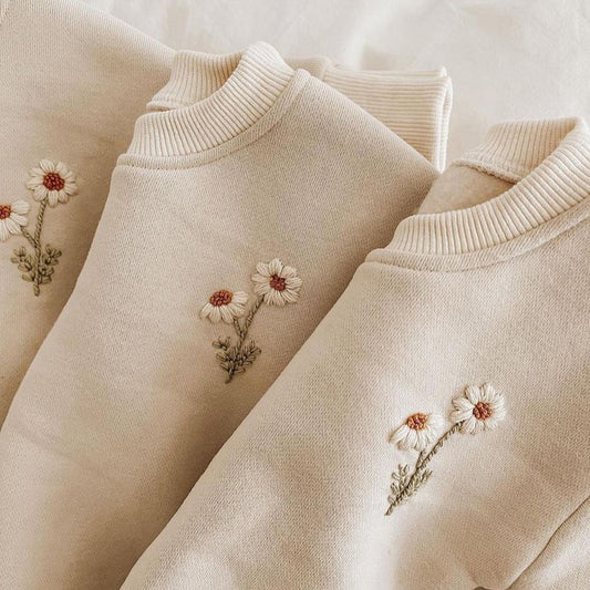 Flower Pullover Sweatshirt+Pants Set