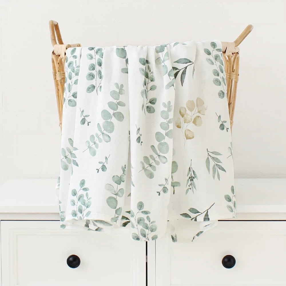 Printed Organic Bamboo Cotton Muslin Swaddle