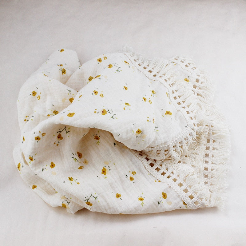 Tassel Cotton Muslin Swaddle Blankets