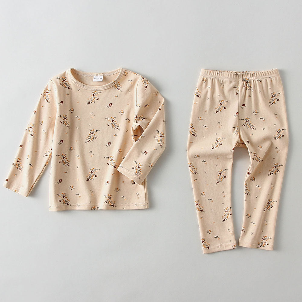 Children Neutral Color Pajamas Set