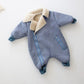 Baby Infant Suede Leather Warm Fleece Romper