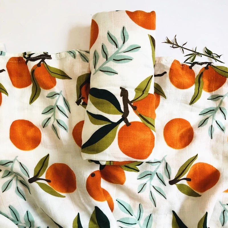 Printed Organic Bamboo Cotton Muslin Swaddle