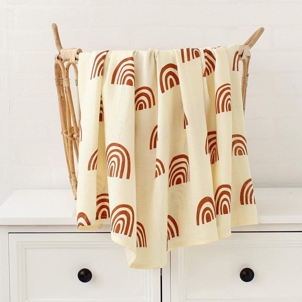 Printed Organic Bamboo Cotton Muslin Swaddle