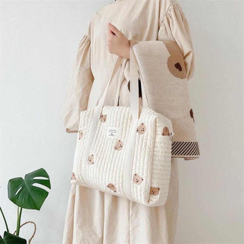 Zipper Embroidered Mommy Bag