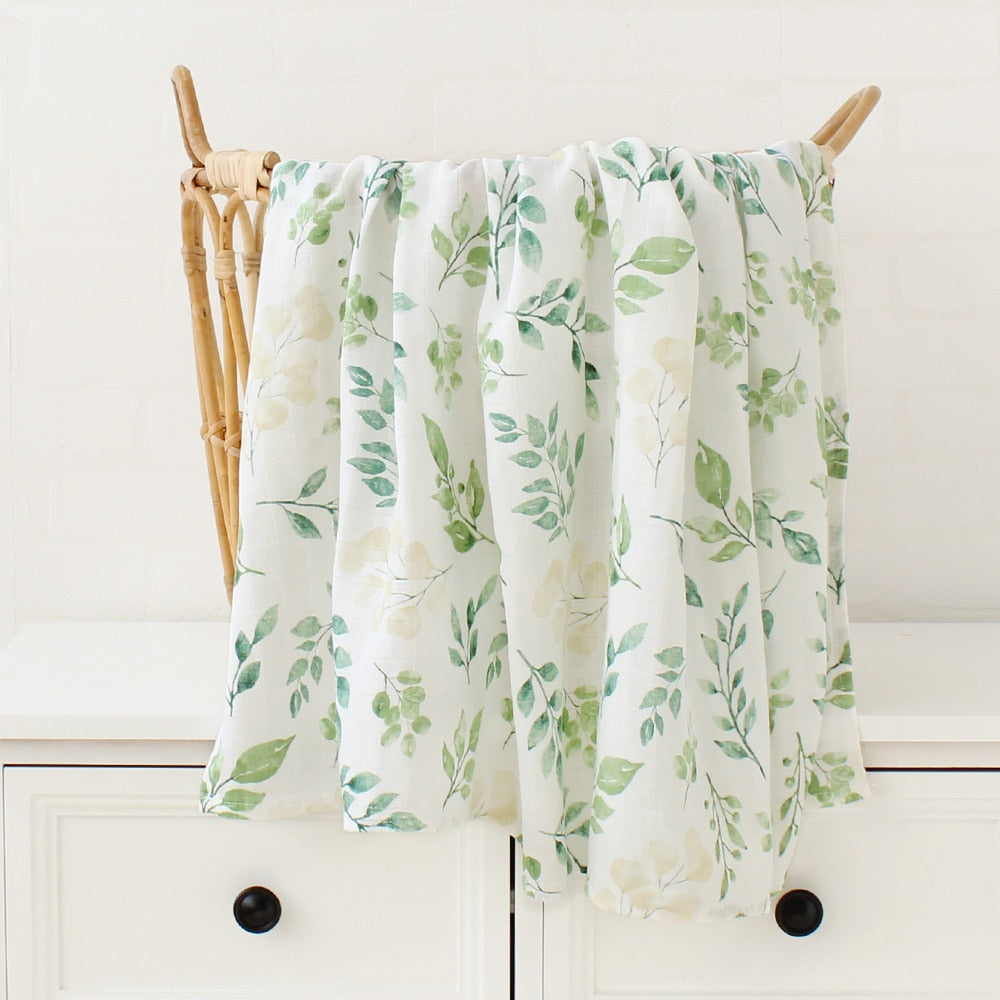 Printed Organic Bamboo Cotton Muslin Swaddle