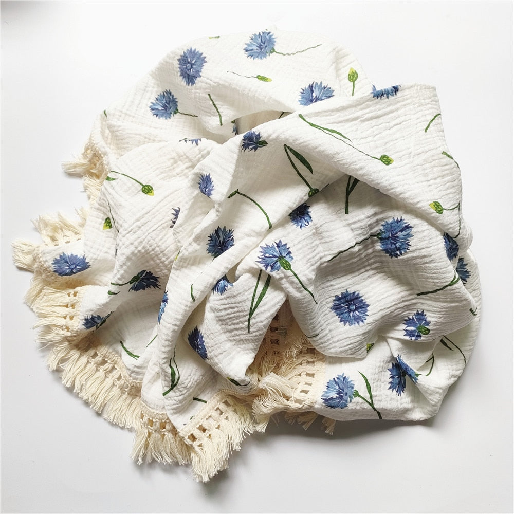 Tassel Cotton Muslin Swaddle Blankets