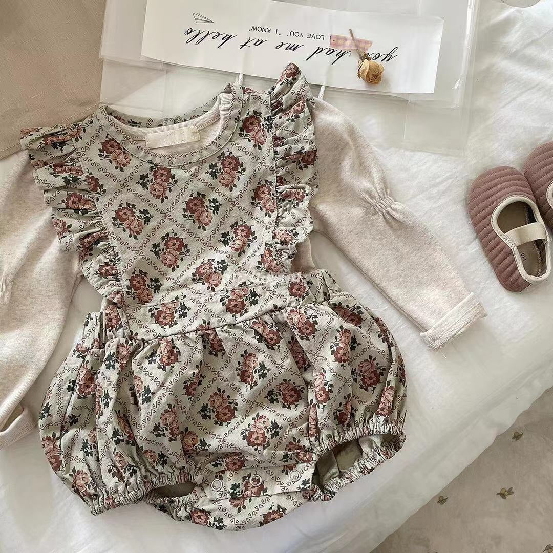 Baby Cotton Floral Romper or LS Top