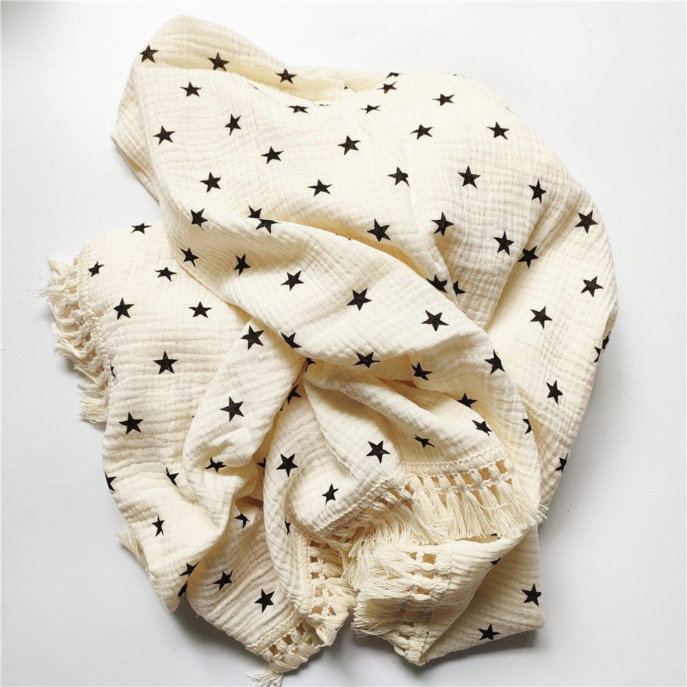 Tassel Cotton Muslin Swaddle Blankets