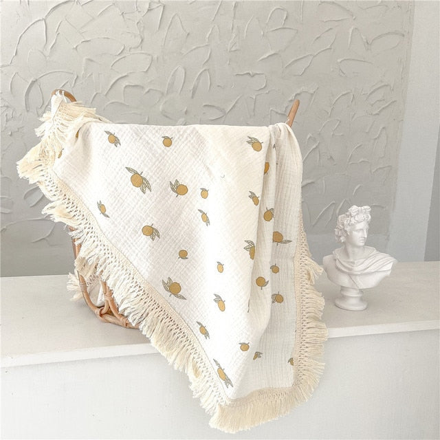 Tassel Cotton Muslin Swaddle Blankets