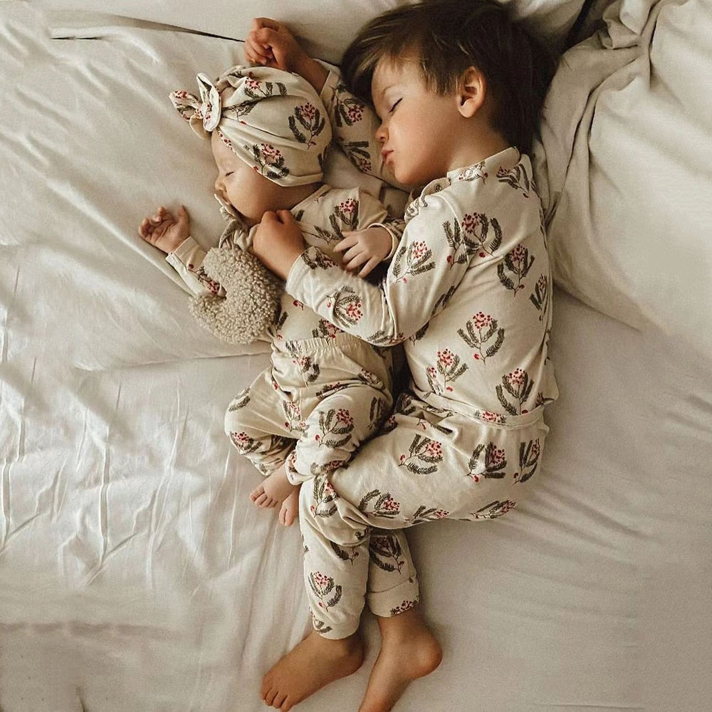 Children Neutral Color Pajamas Set