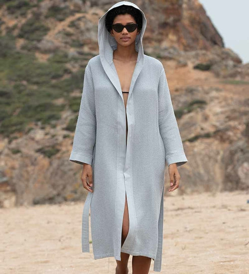 Women's Hooded Turkish Cotton Waffle Robe