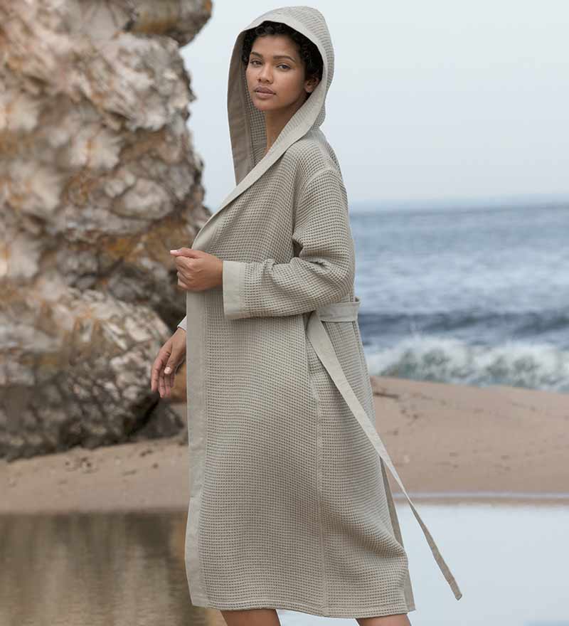 Women's Hooded Turkish Cotton Waffle Robe