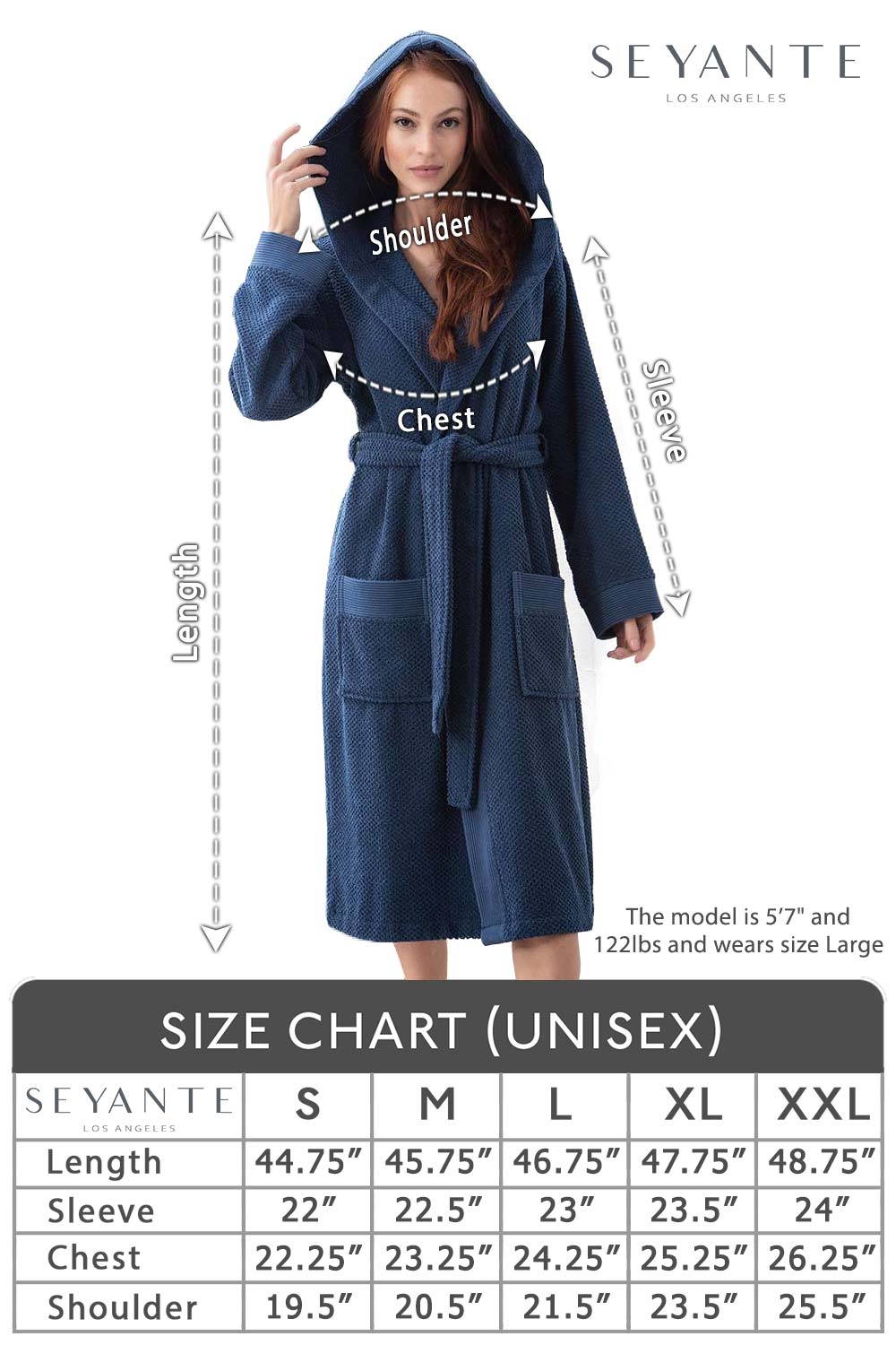 Women's Hooded Turkish Cotton Terry Cloth Robe