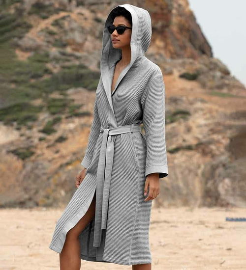 Women's Hooded Turkish Cotton Waffle Robe